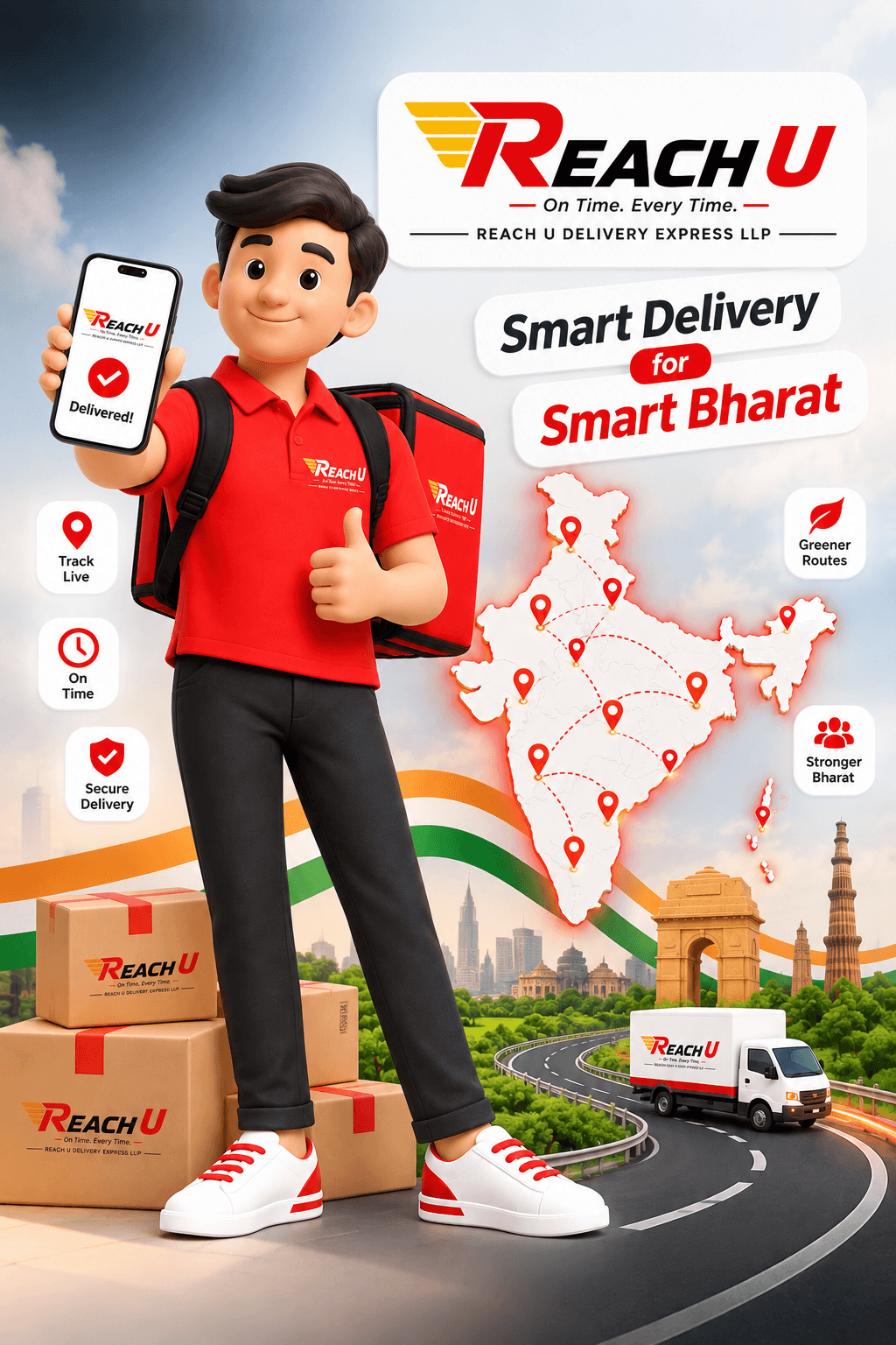 ReachU Smart Delivery - Delivery Partner with packages, live tracking and smart logistics network across Bharat